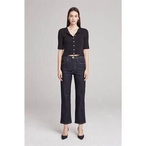 3x1 Made Here Anthropologie Joni Dark Wash High Rise Wide Leg Ankle Jean Size 25